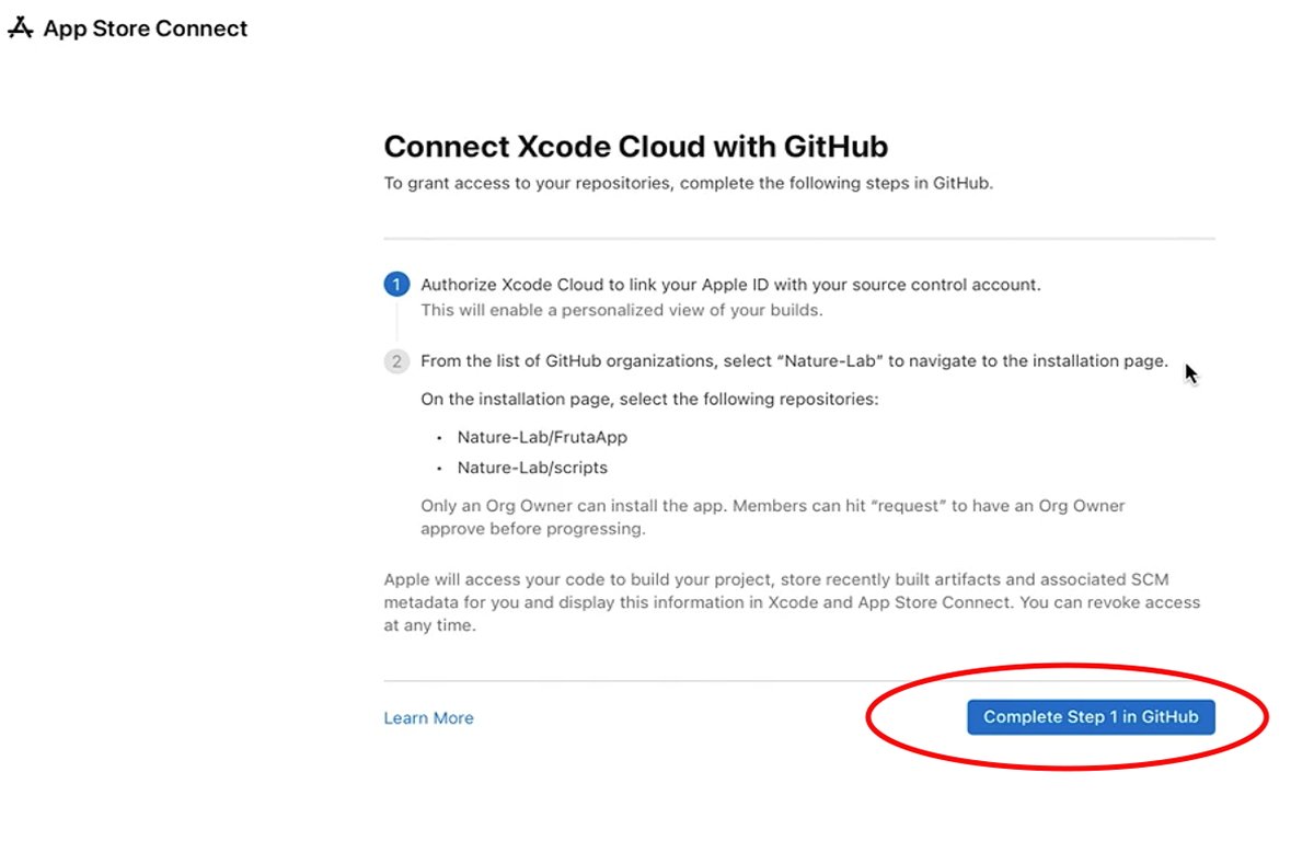 Подключение Xcode Cloud к GitHub.