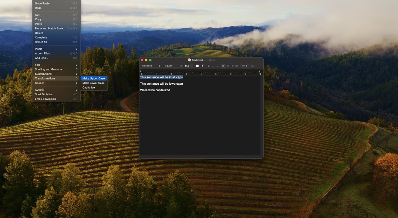 Приложения macOS по умолчанию, такие как TextEdit, будут работать лучше всего при работе с переключателями преобразования.