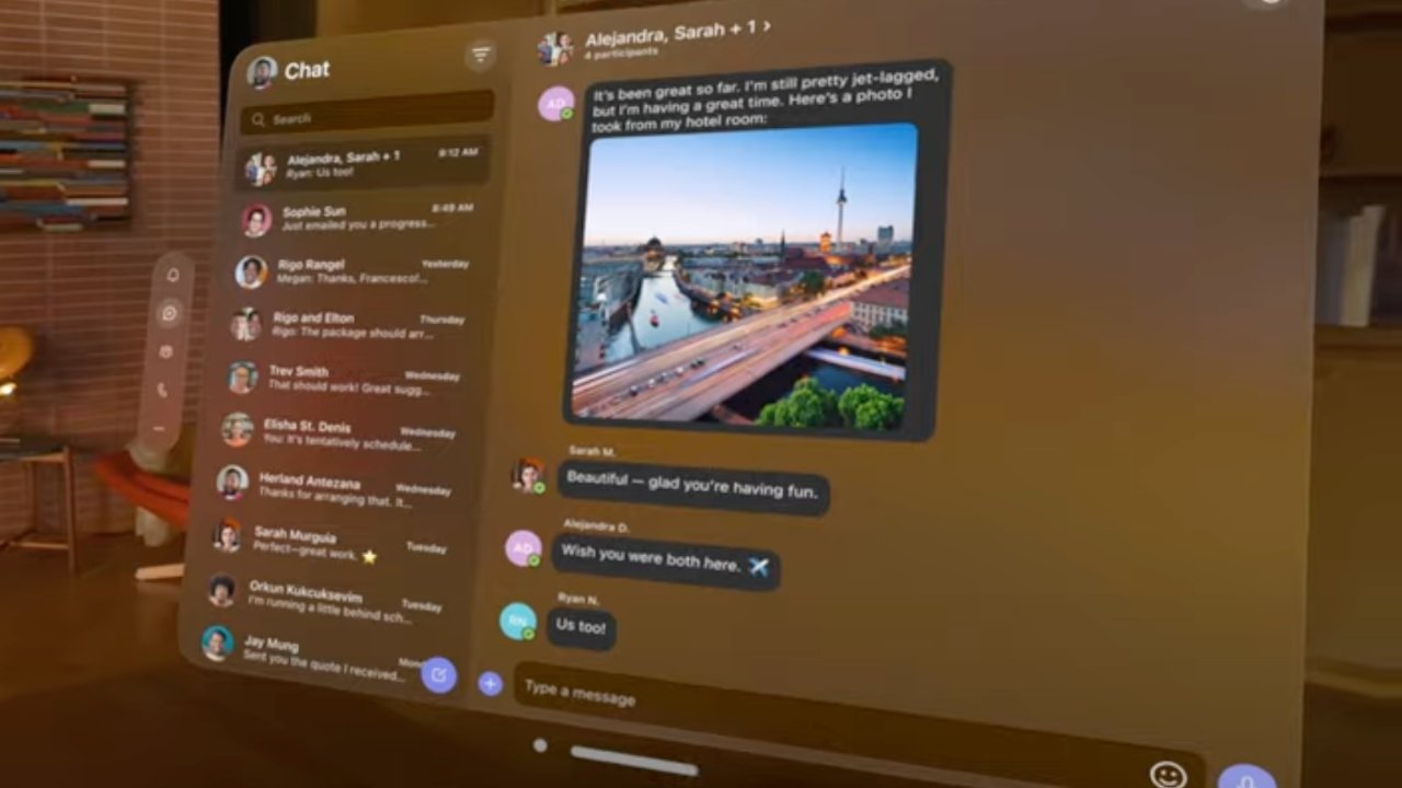 Приложения для чата, такие как Slack, с самого начала будут включены в Vision Pro.