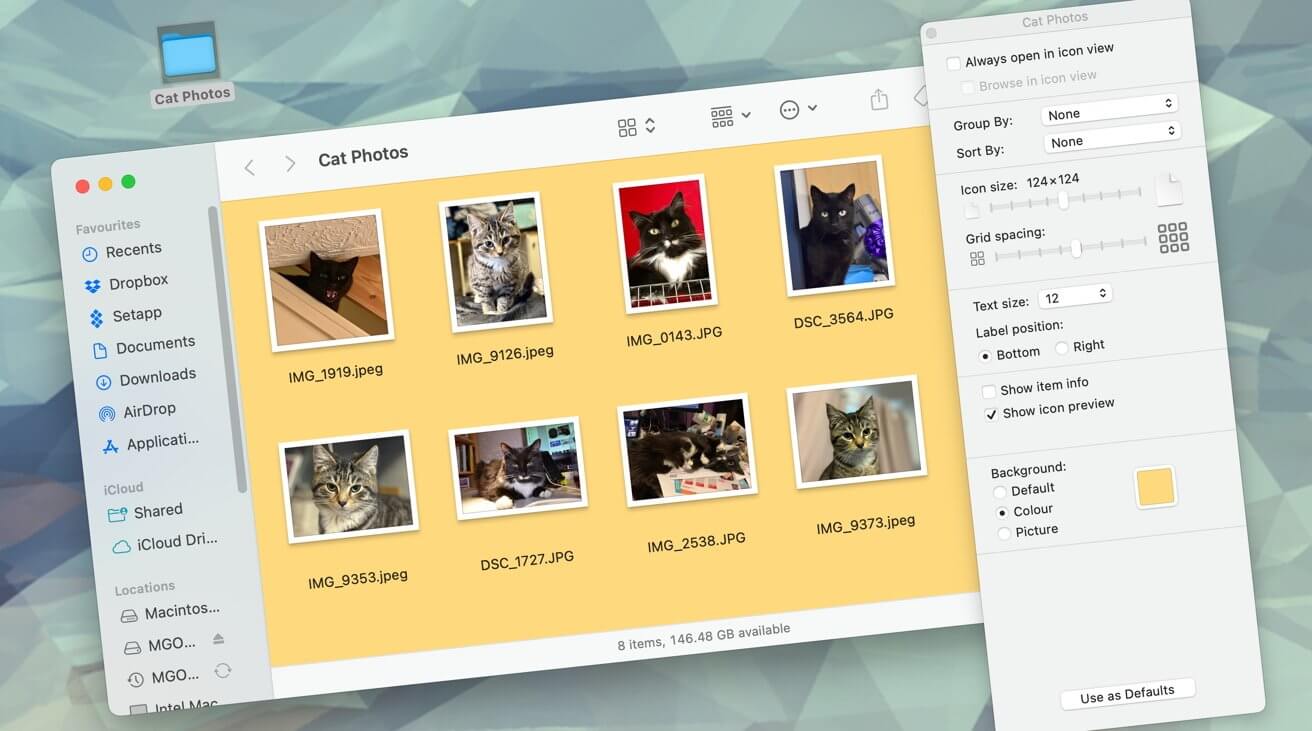 Как изменить цвета фона MacOS Finder