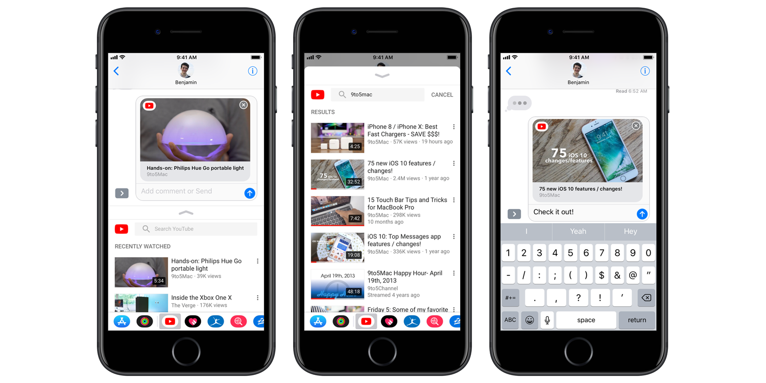 Приложение YouTube iMessage