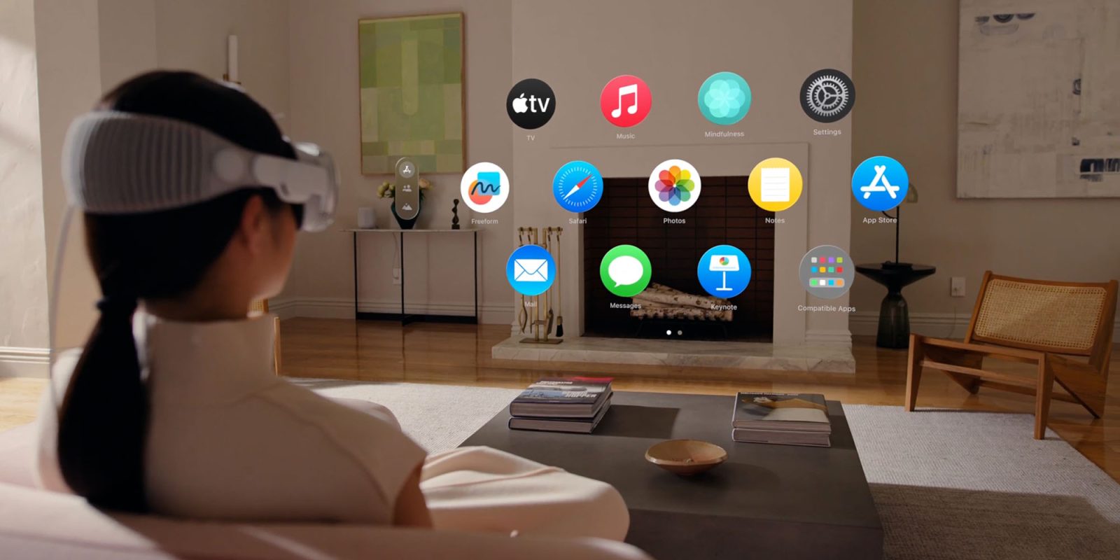 Доступность Vision Pro (изображение Apple, показывающее сетку приложения) |  видениеOS