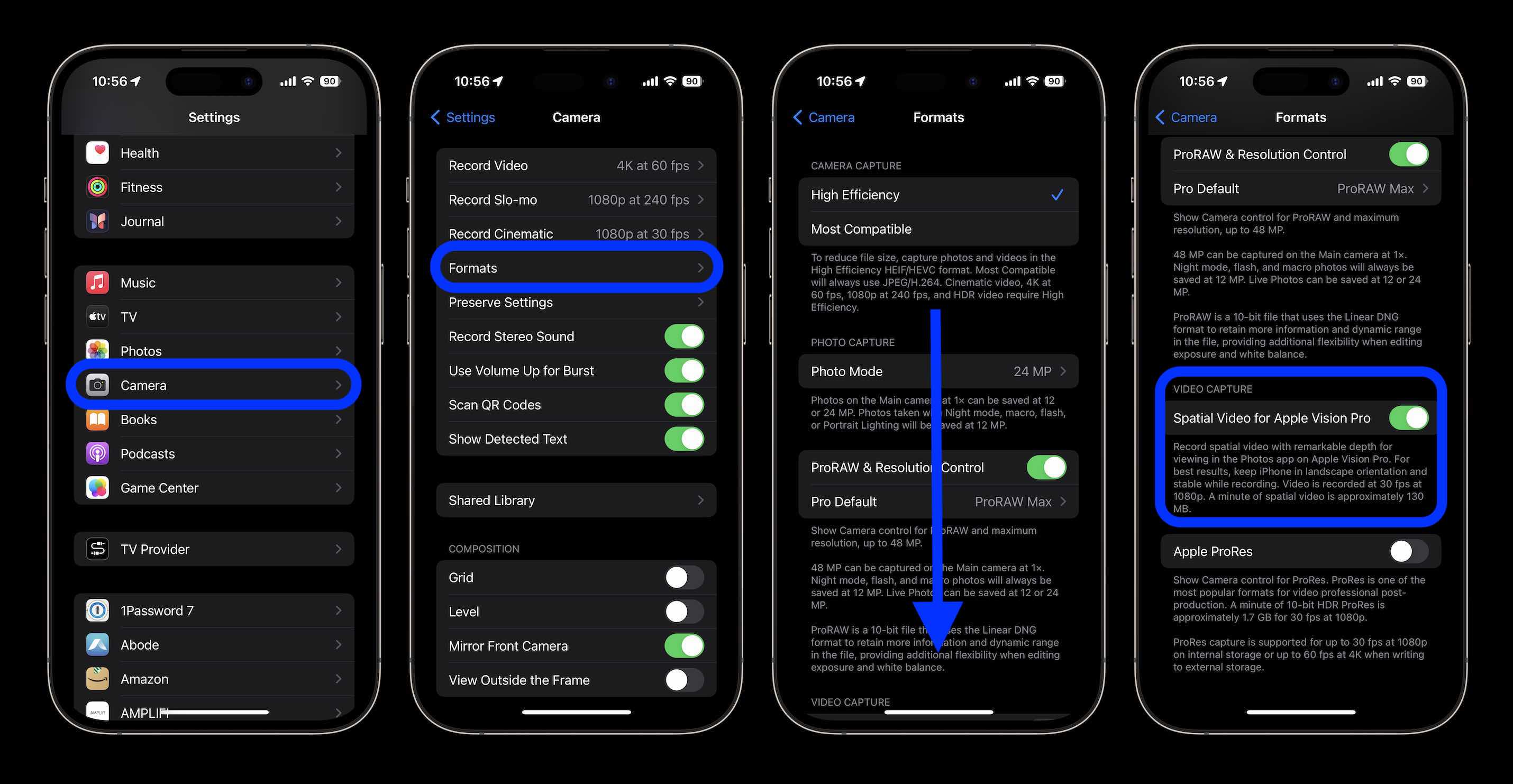 записывайте пространственные видеоролики Vision Pro на iPhone 1