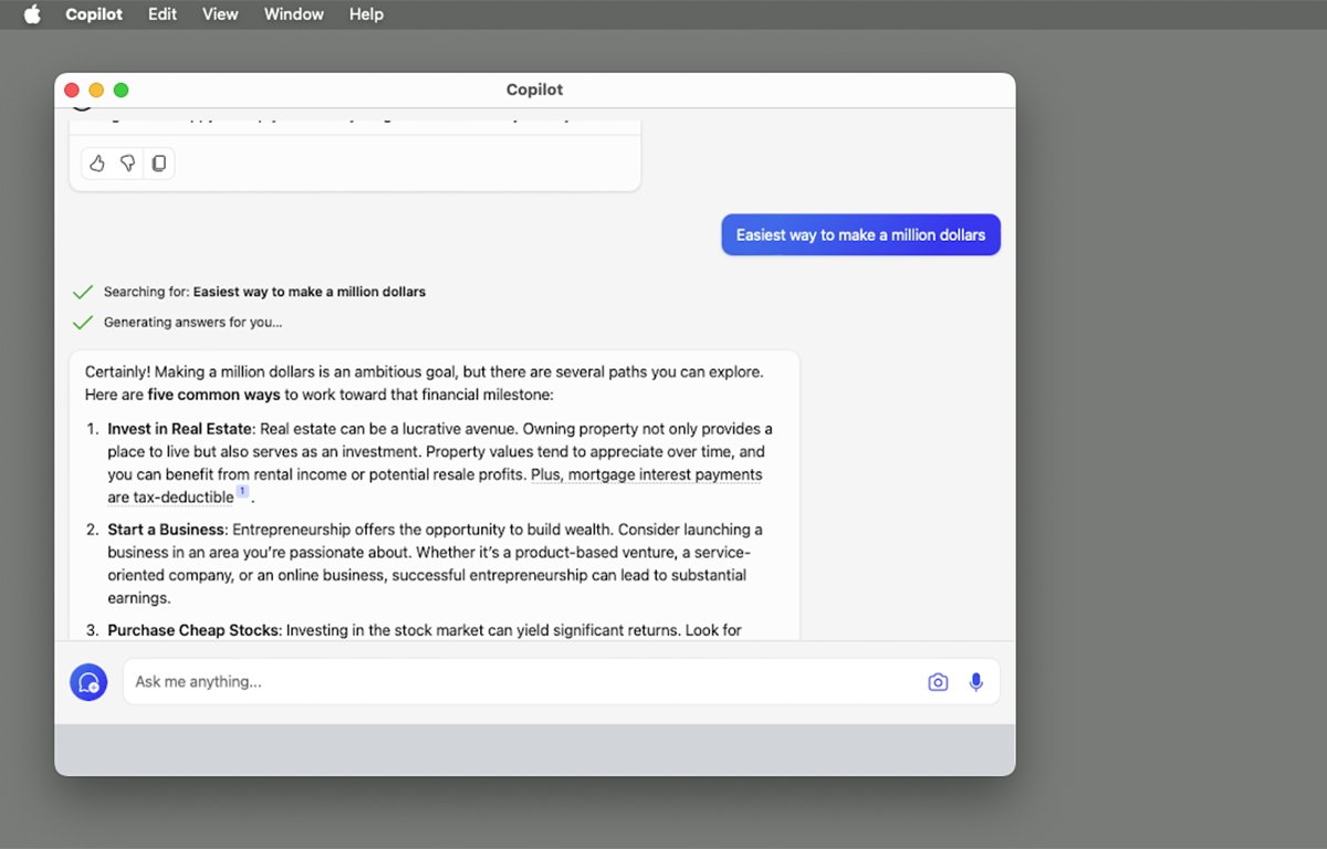 Оперативный ответ второго пилота в macOS.