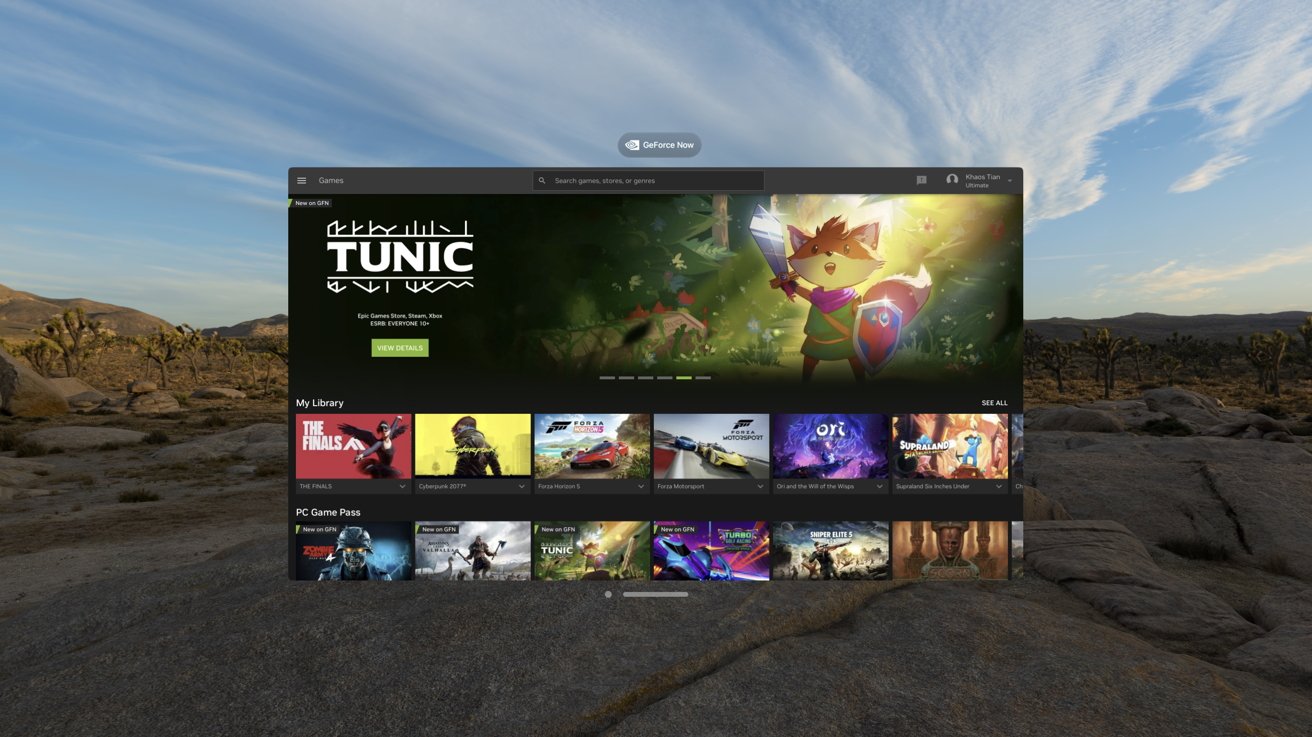 Браузер Nexus в VisionOS используется для доступа к GeForce Now [Nexus]