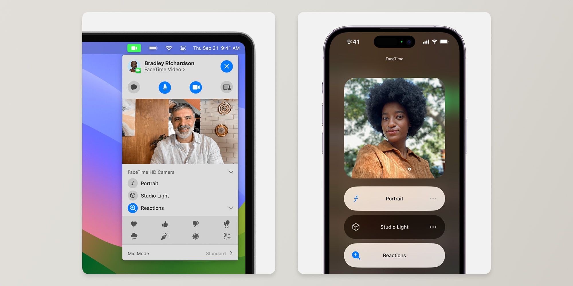 Реакция камеры FaceTime iOS 17 macOS Sonoma