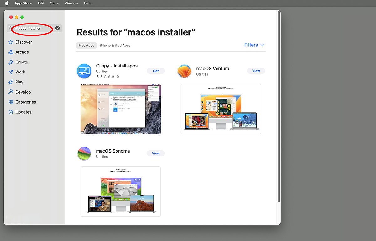 Установщики macOS в App Store.