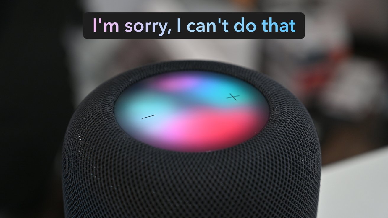 HomePod светится, и появляется сообщение: «Извините, я не могу этого сделать».