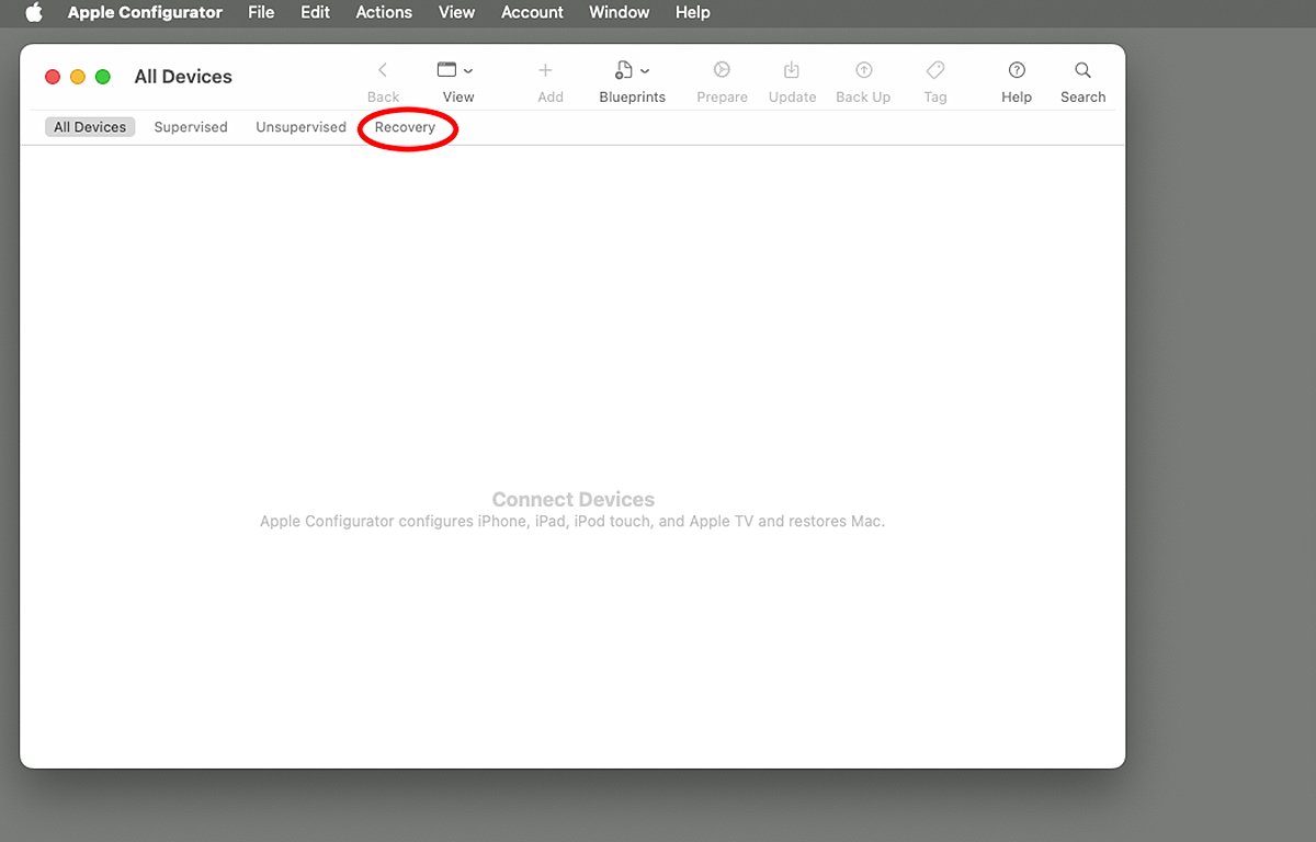 Конфигуратор Apple в действии.