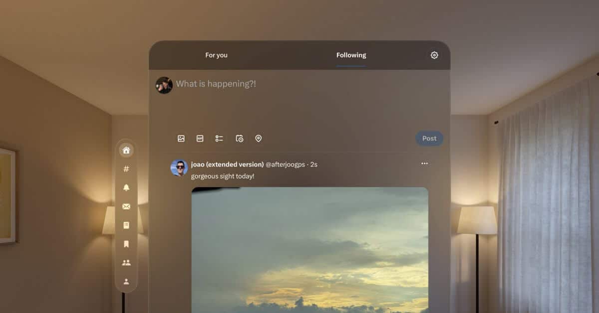 Dusk — элегантное приложение для использования X/Twitter на Apple Vision Pro.