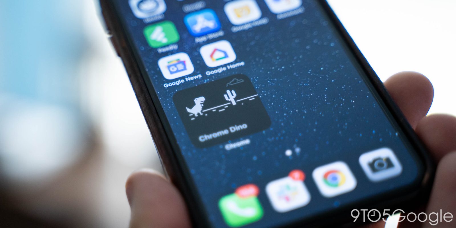 Виджет динозавра Chrome 90 для iPhone