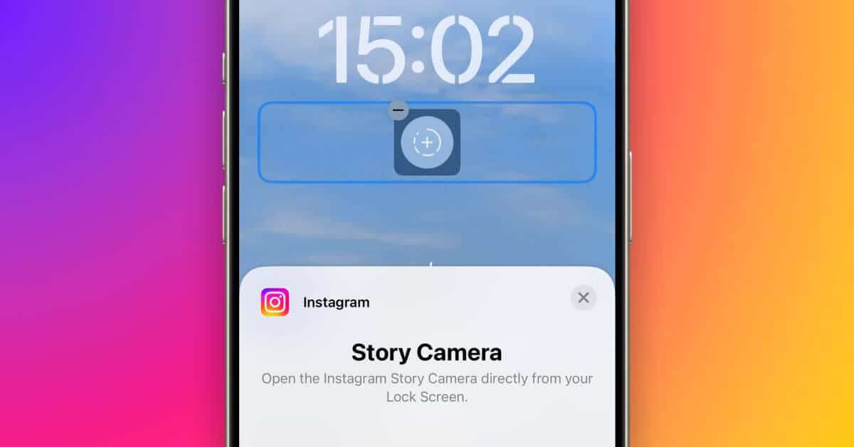 Виджет Instagram открывает камеру Story с экрана блокировки.