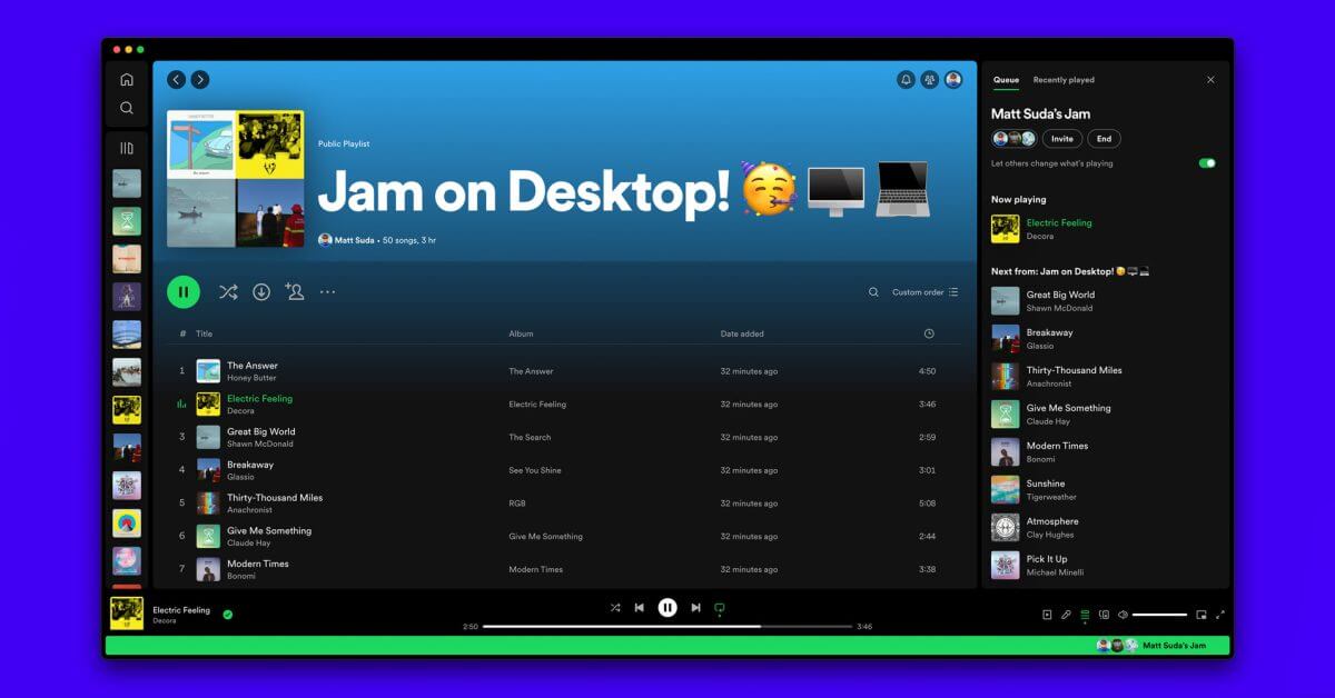 Spotify переносит вечеринки «Jam» в режиме реального времени в свое настольное приложение