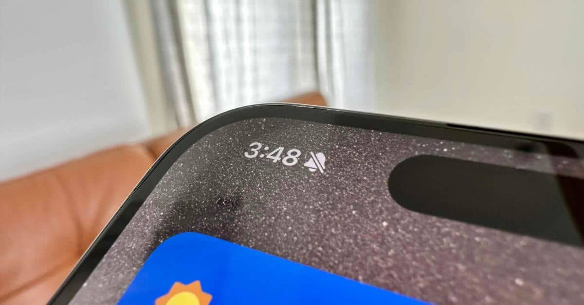 Скрыть значок тихого звонка на iPhone 15 Pro