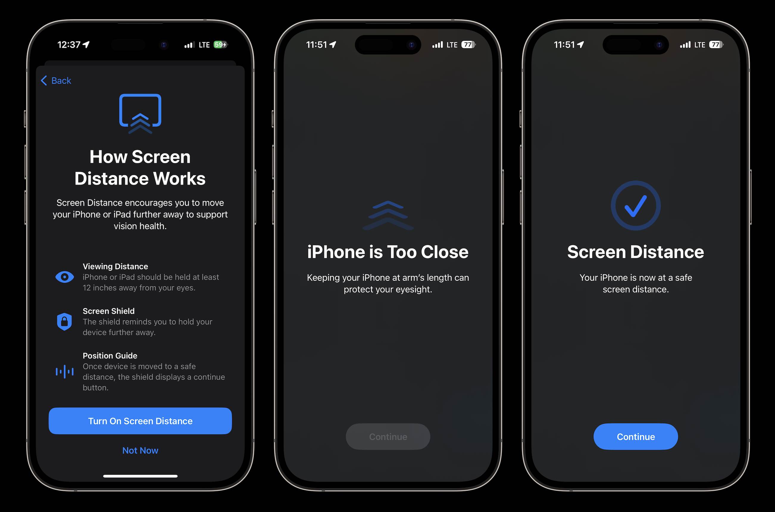 используйте расстояние экрана iPhone 2
