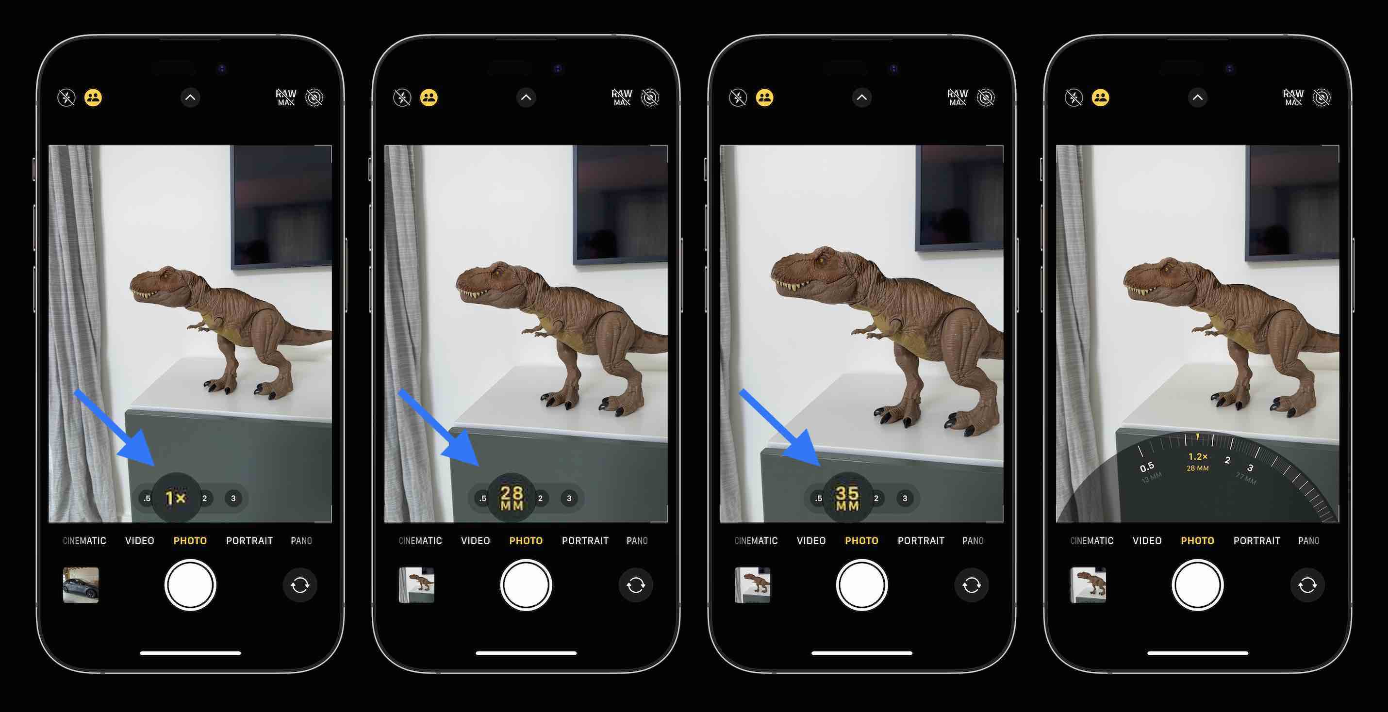 переключить фокусное расстояние камеры iPhone 15 Pro