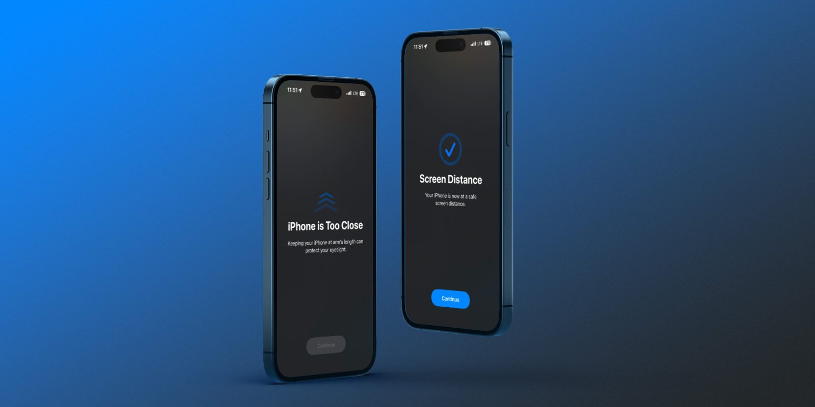 использовать расстояние экрана iPhone