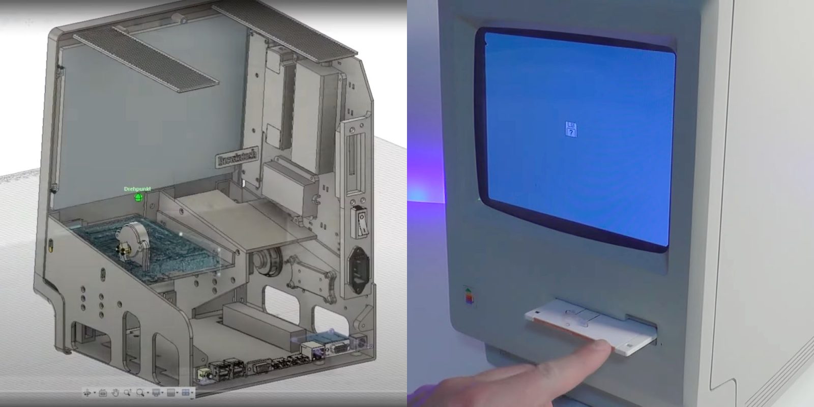 Macintosh Plus, напечатанный на 3D-принтере |  CAD-модель и готовое изделие