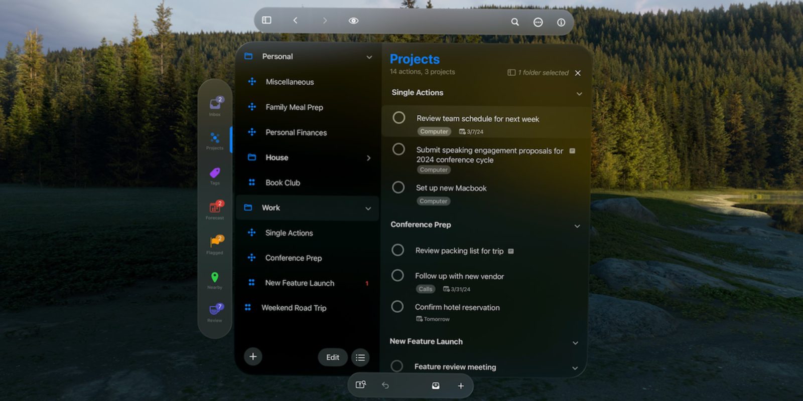 Приложение задач OmniFocus 4 получило собственную версию для Apple Vision Pro