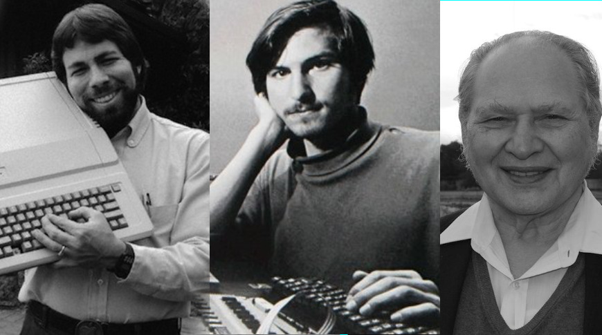 Первые основатели Apple. Слева направо: Стив Возняк, Стив Джобс, Рон Уэйн.