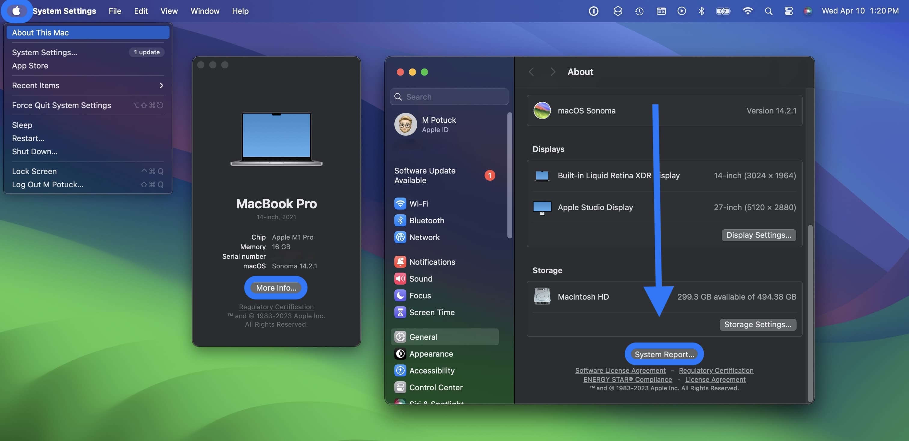 Найти системный отчет Mac macOS Sonoma 1