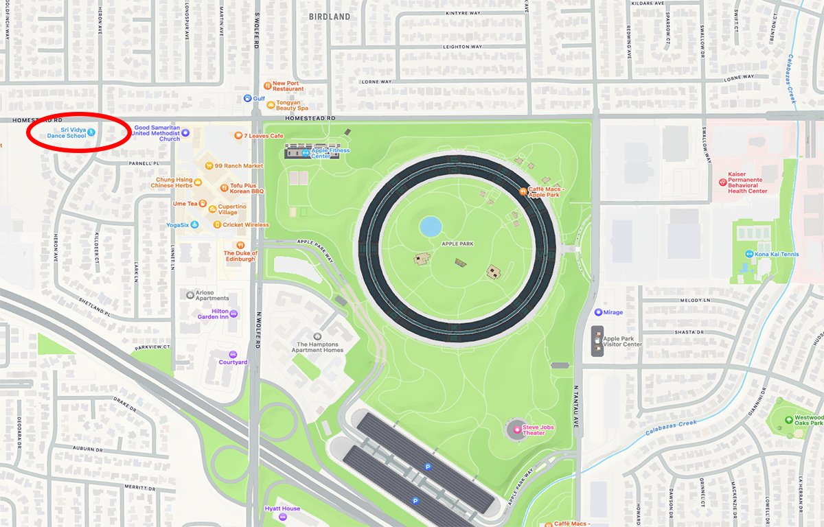 Индикатор места в Apple Maps.