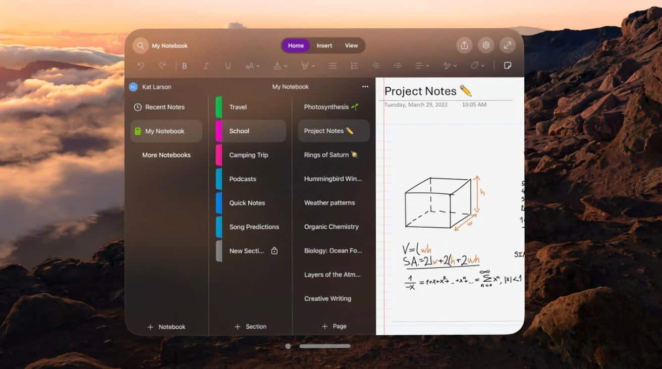 Microsoft добавляет OneNote в Apple Vision Pro