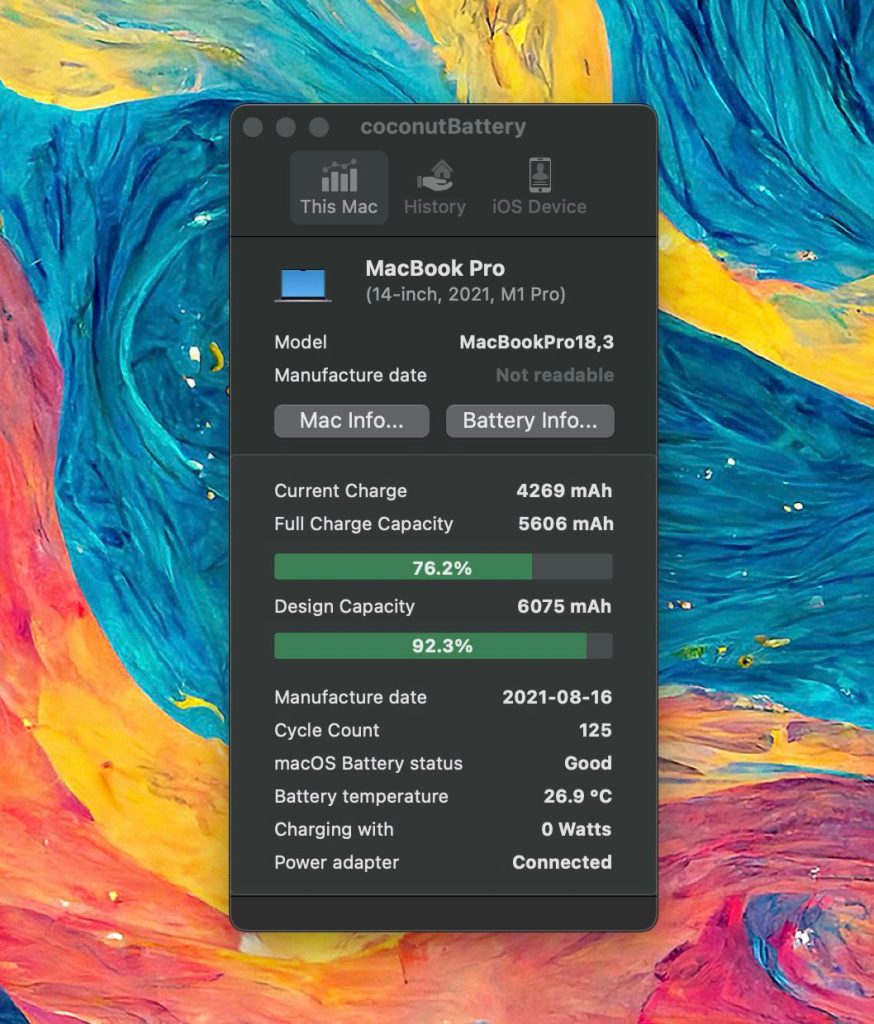 посмотреть состояние батареи iPad 1