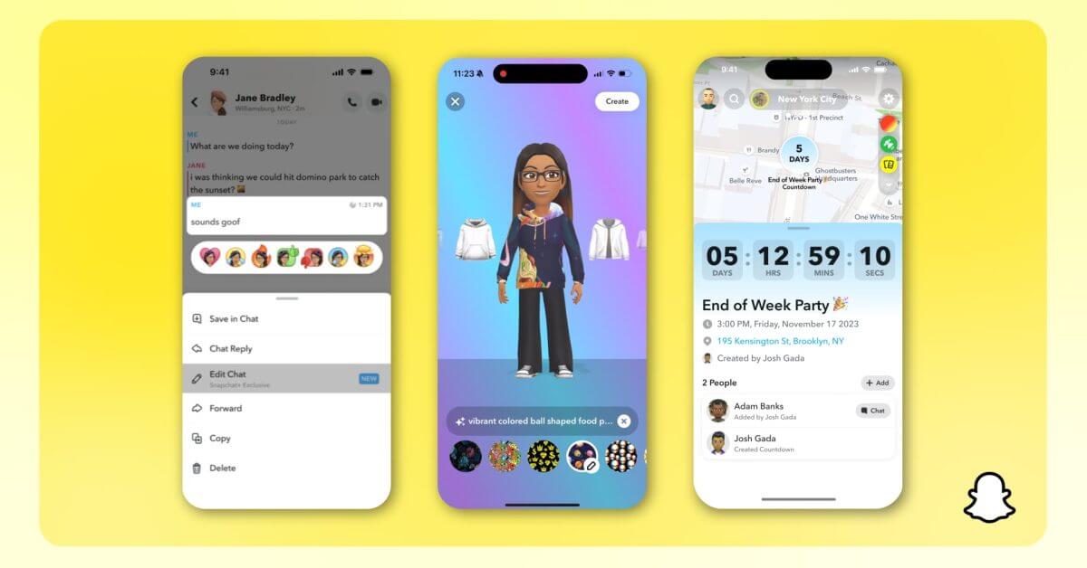 Snapchat добавляет редактируемые чаты, реакции на смайлы и новые функции искусственного интеллекта