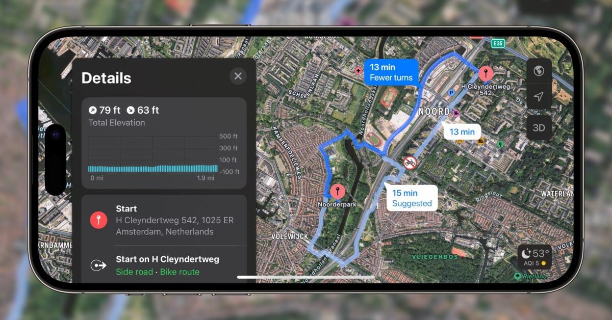 Велосипедные маршруты Apple Maps появились в Нидерландах, дружественных к велосипедистам