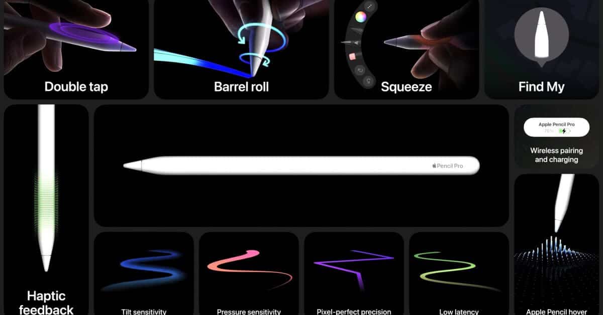 Выпуск Apple Pencil Pro со сменными наконечниками, ластиком, жестом сжатия и поддержкой FindMy
