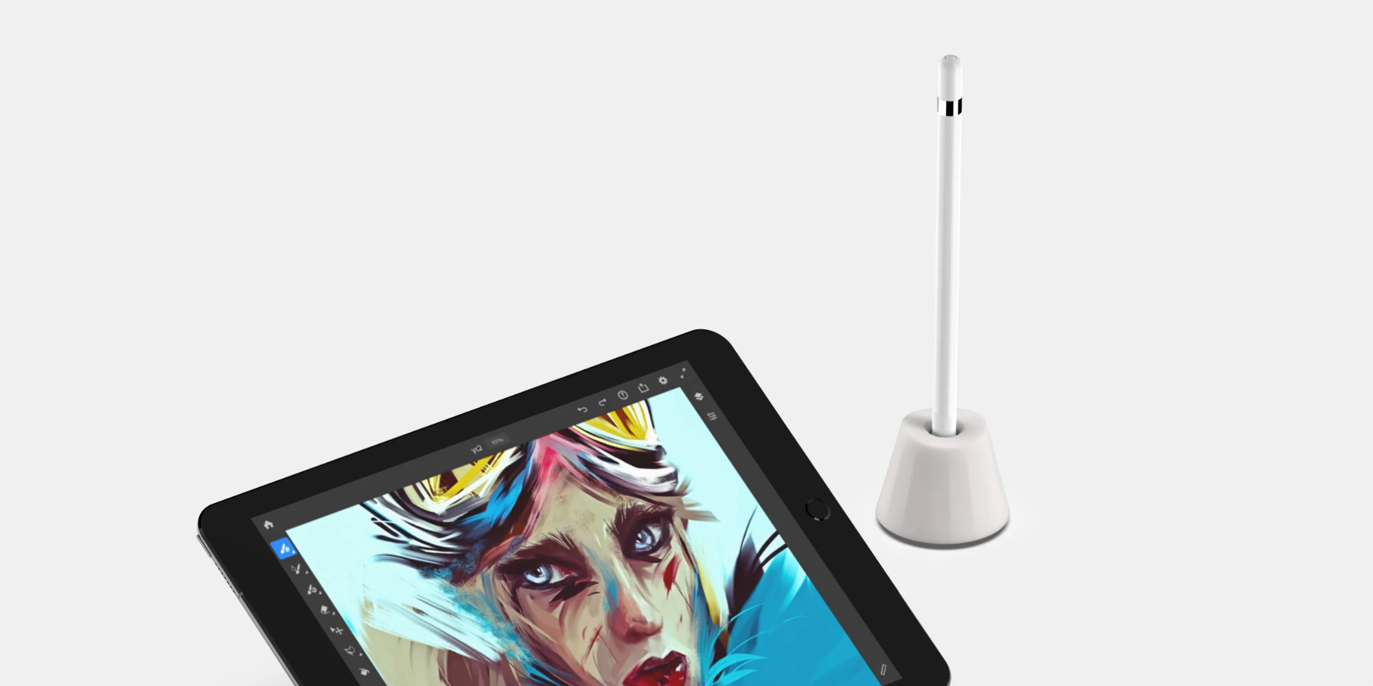 Силиконовая подставка Apple Pencil рядом с iPad
