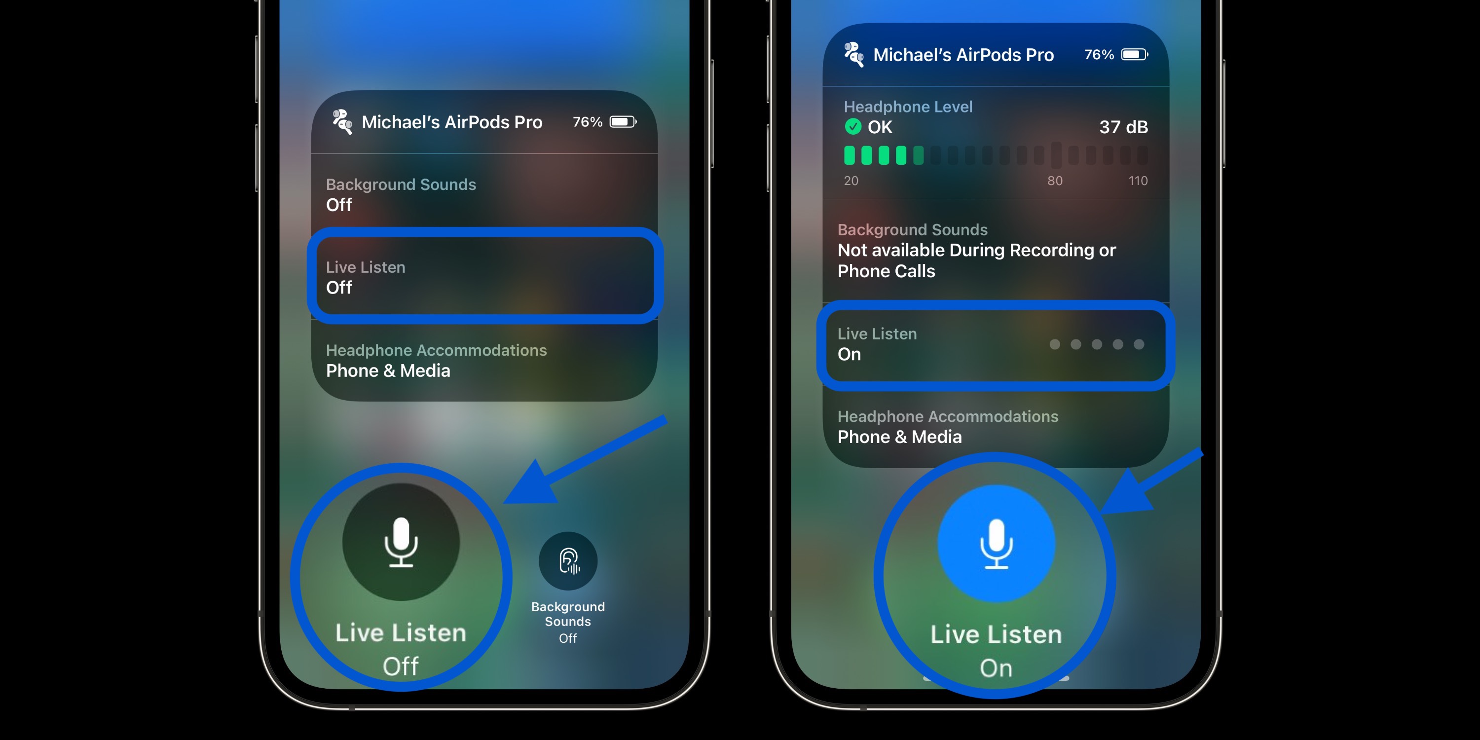 Как проверить уровни децибел с помощью iPhone и Apple Watch: откройте Центр управления на iPhone > найдите плитку со значком «Ухо» > коснитесь «Прослушивание в реальном времени», чтобы узнать уровень окружающего децибела.