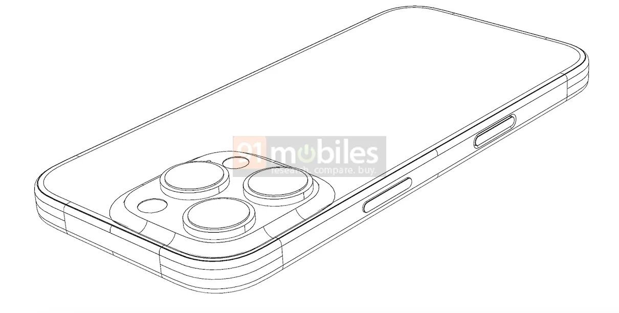 САПР-рендеринг iPhone 16 Pro, показывающий кнопку «Снимок».