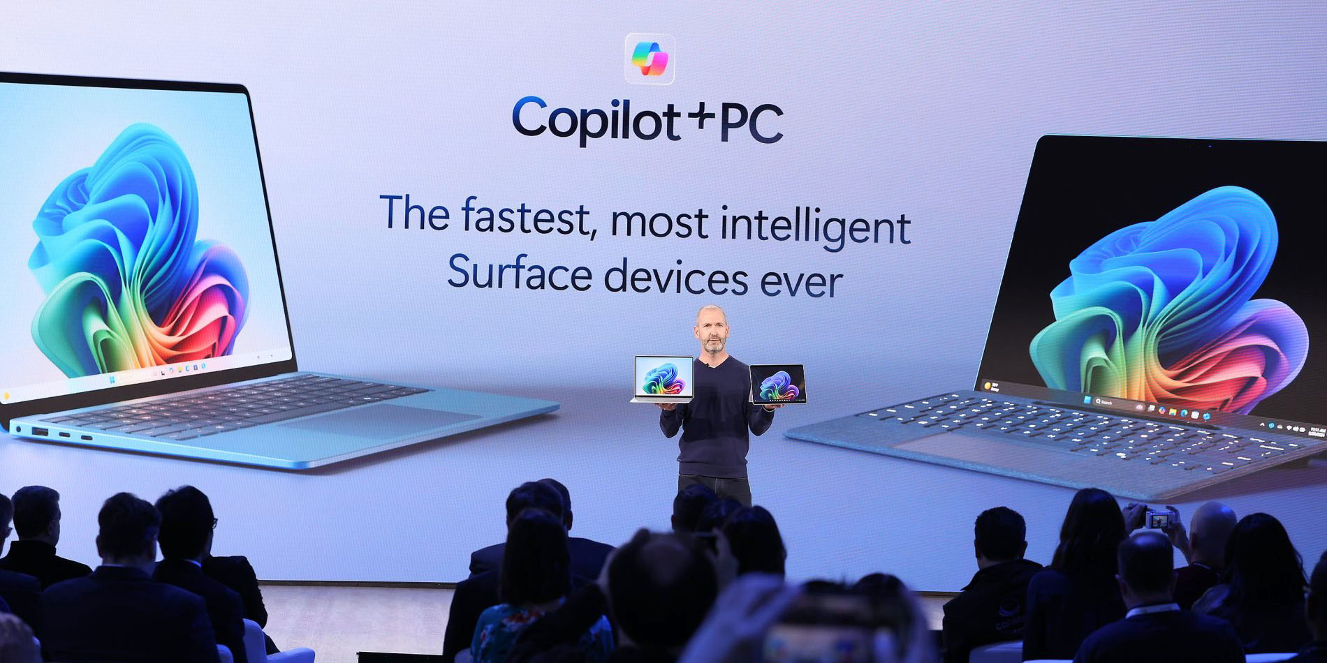 MacBook Air от Microsoft | Компьютеры Copilot+ показаны на сцене