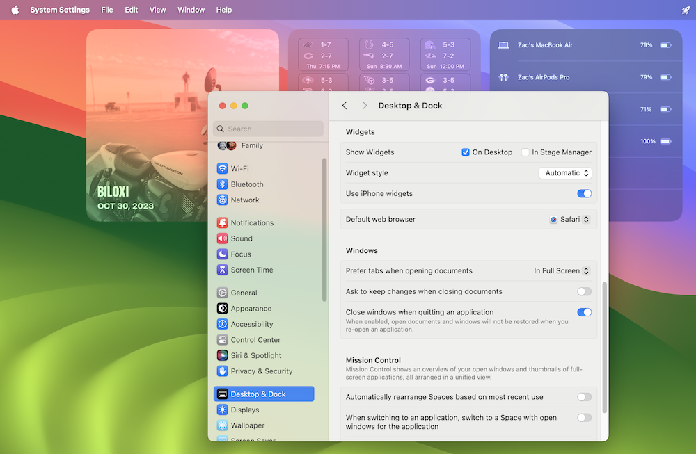 Приложение «Системные настройки» в macOS