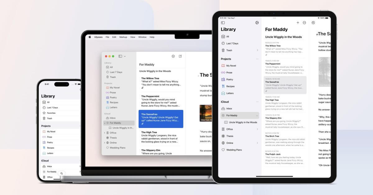 Приложение для письма Ulysses для Mac, iPad и iPhone получило внутренние ссылки, навигацию по истории и многое другое.