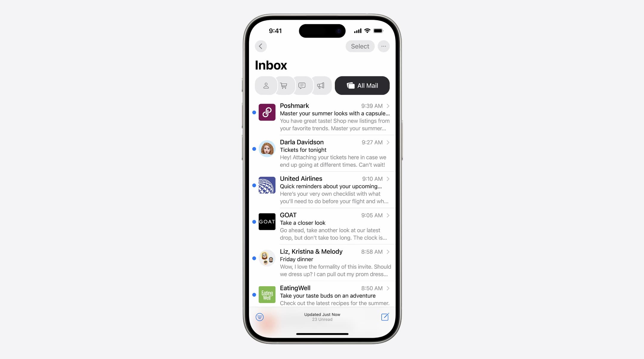 Почтовое приложение iOS 18