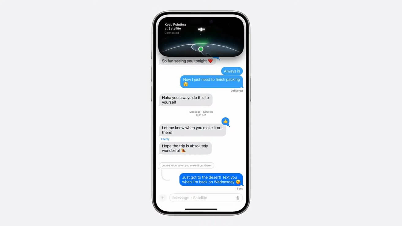Сообщения через спутник прибудут осенью в обновлении iOS 18