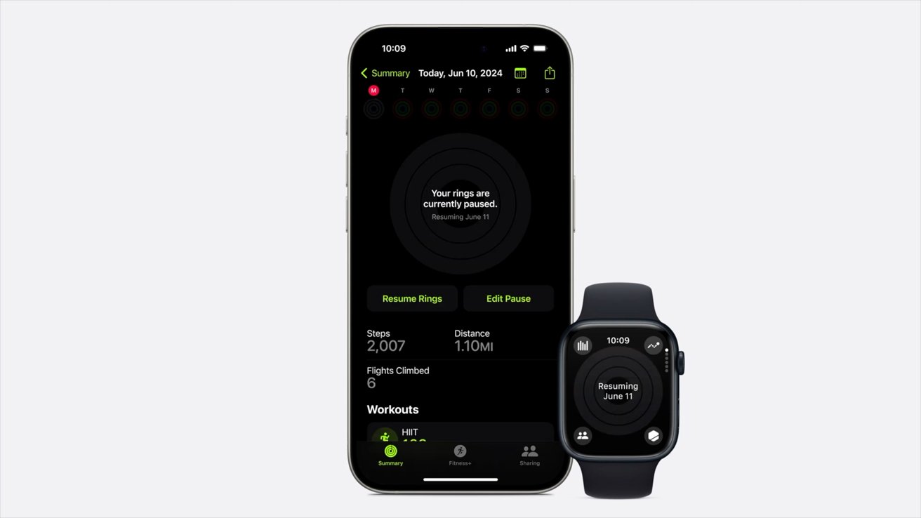 Приостанавливайте полосы с помощью watchOS 11 на iPhone и Apple Watch