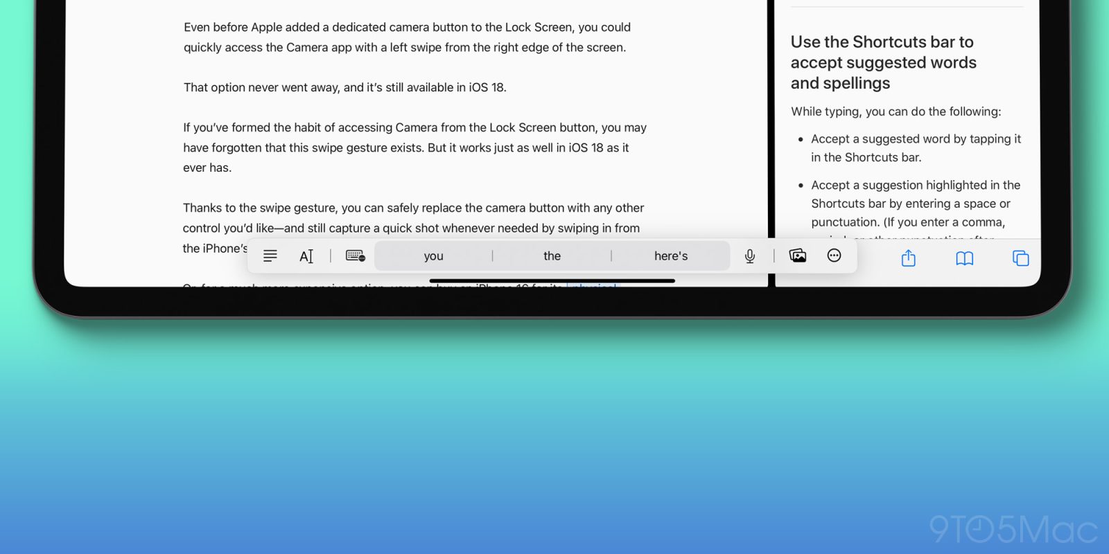 Панель ярлыков iPad