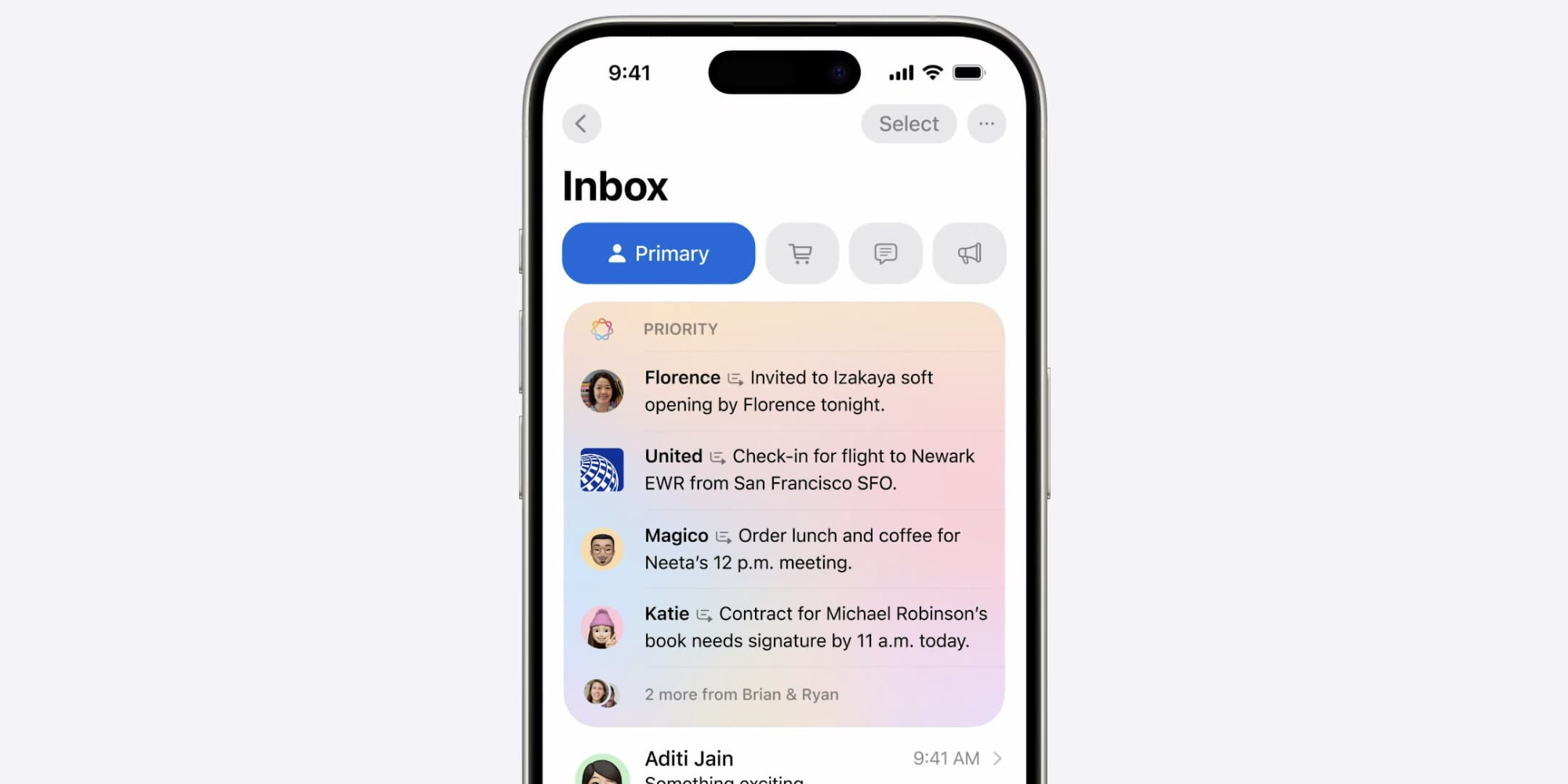 Категории почты iOS 18