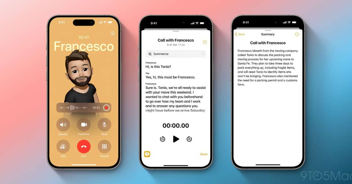 iOS 18 позволяет легко записать любой телефонный звонок и получить расшифровку