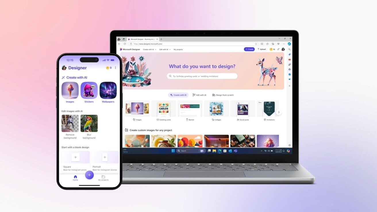 Microsoft Designer настроен на генерацию изображений на iPhone