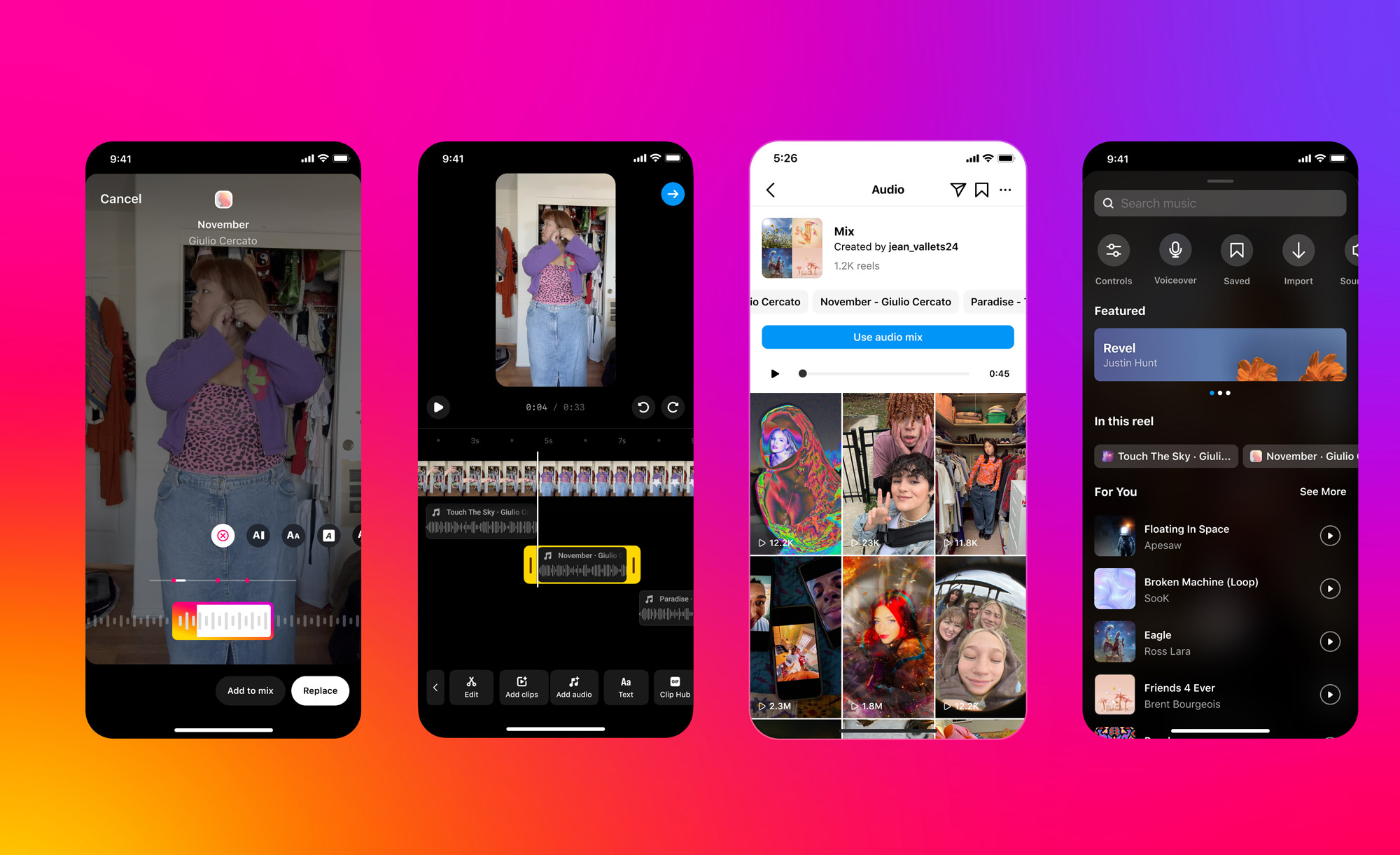 Instagram Reels с многодорожечным звуком