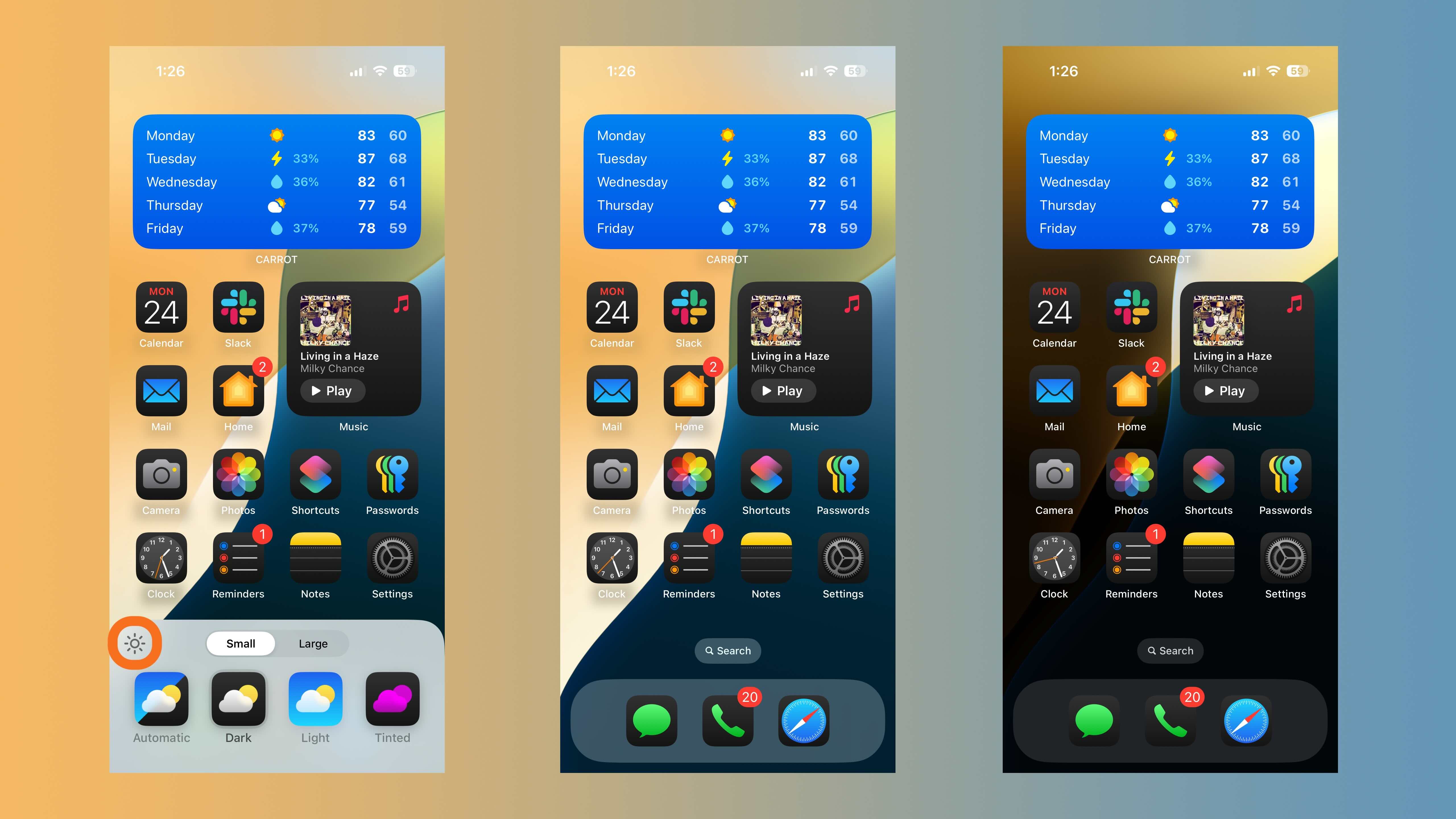 использовать иконки приложений Dark Mode iPhone iOS 18 2