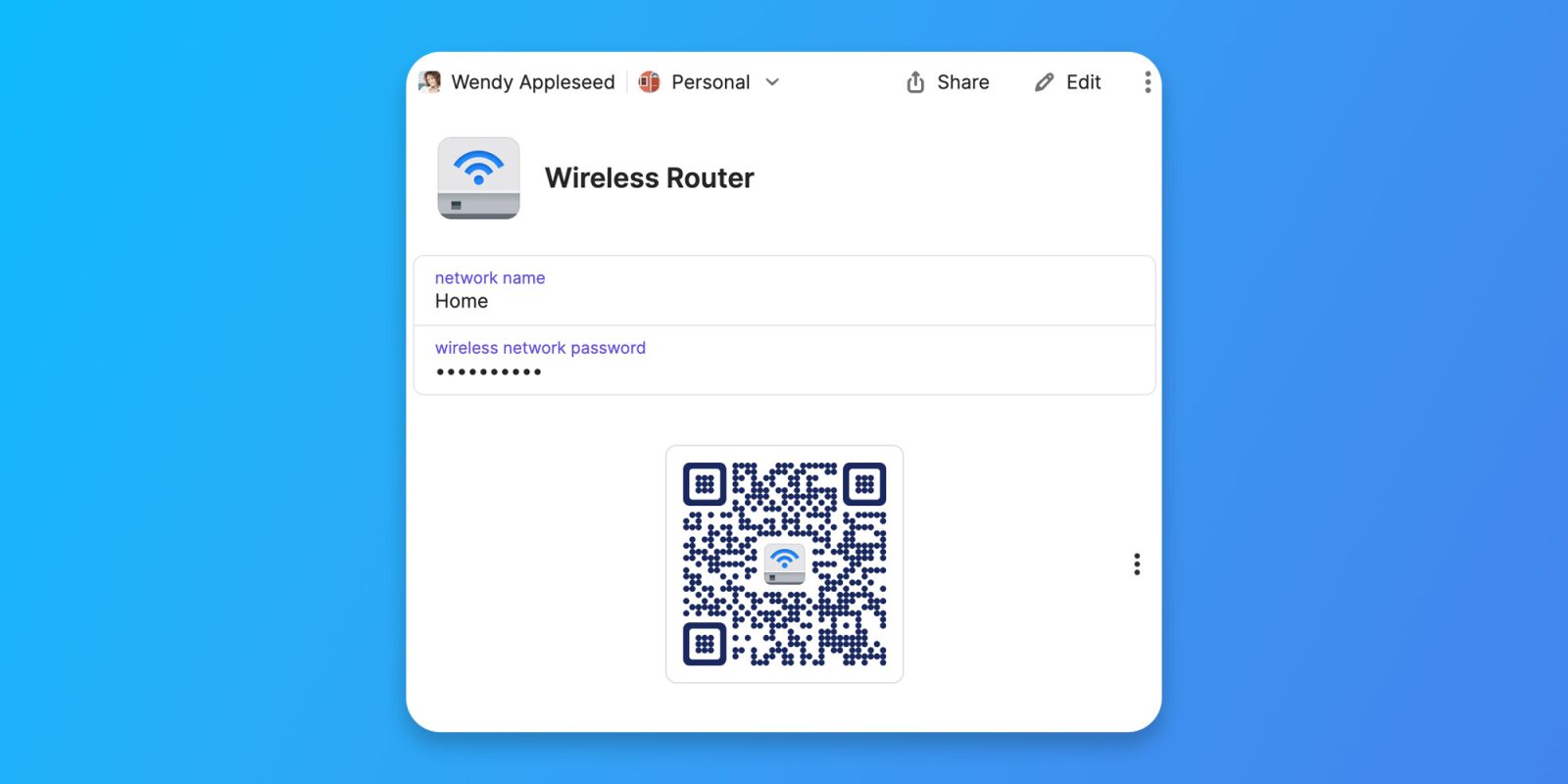 1Password добавляет возможность делиться паролем Wi-Fi с помощью QR-кода