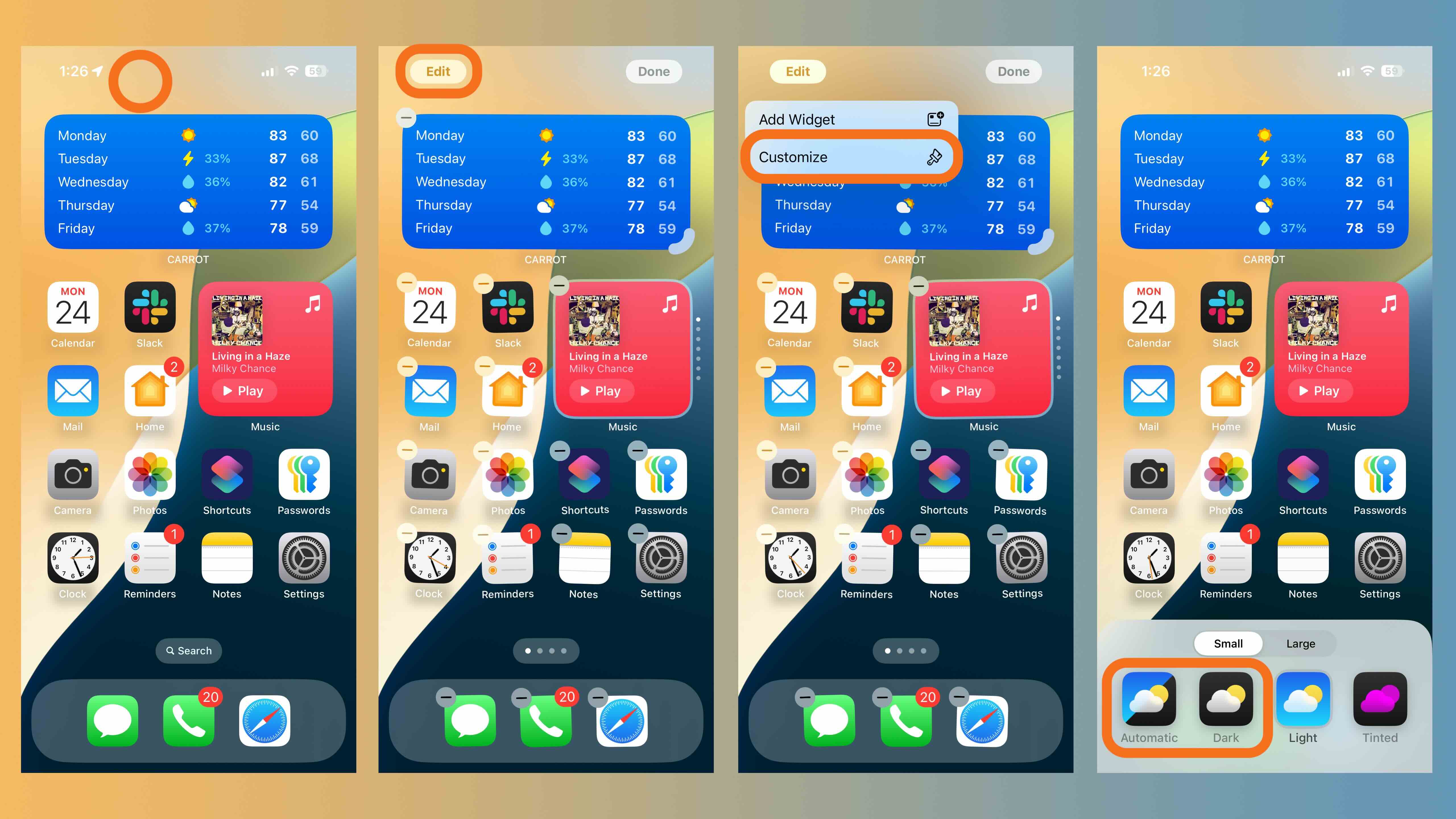 использовать иконки приложений Dark Mode iPhone iOS 18 1
