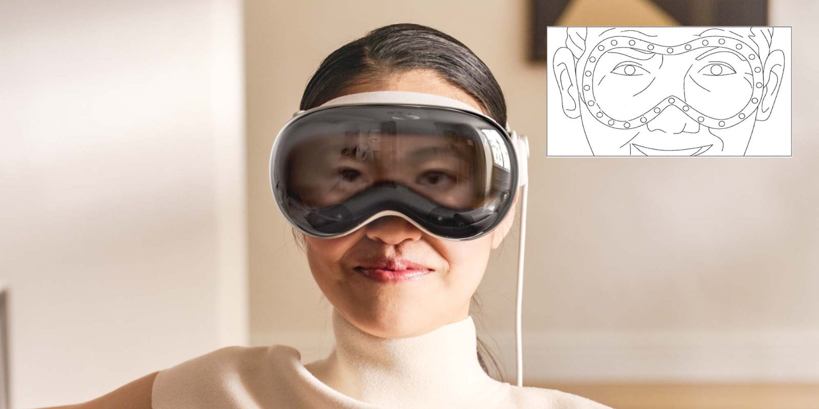 Meta подает патент на копирование функции EyeSight от Vision Pro | Изображение патента показано рядом с рекламным изображением Apple