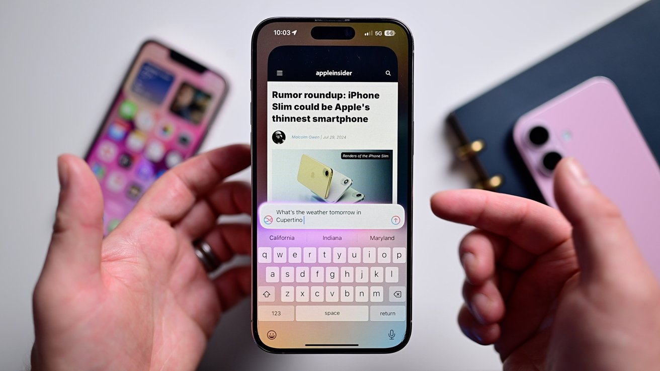 Теперь вы можете печатать для Siri, которая открывает клавиатуру в нижней части экрана.